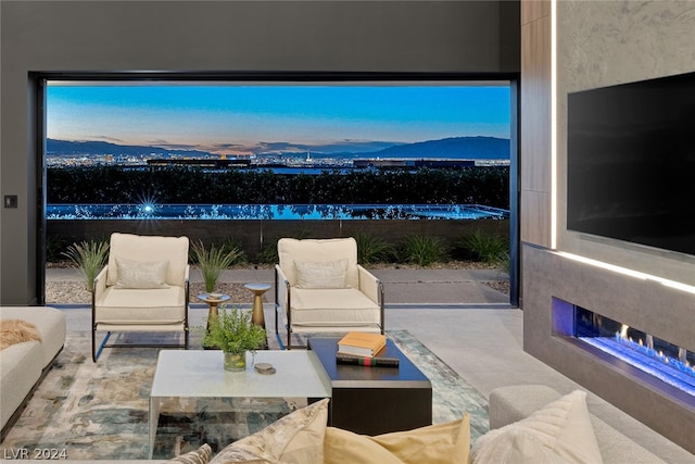 living room with a mountain view