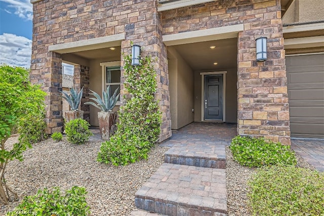 entrance to property with a garage