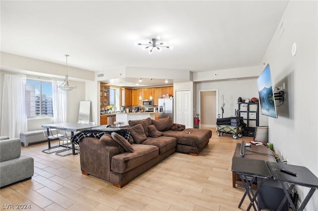 living room featuring light wood-type flooring