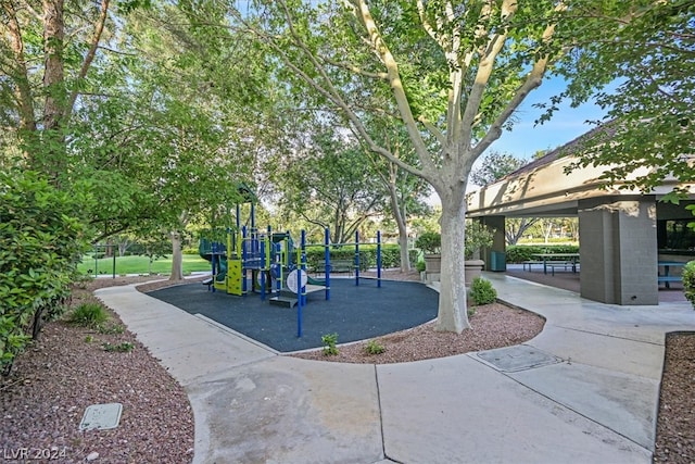 view of jungle gym with a gazebo