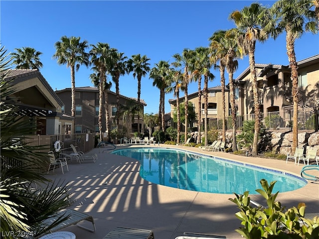 view of pool featuring a patio area