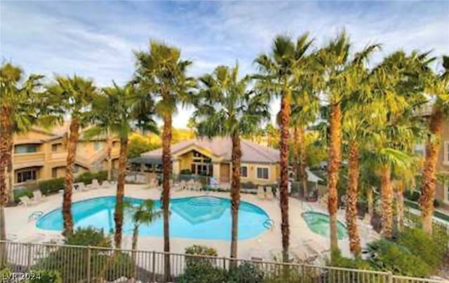 view of pool featuring a patio