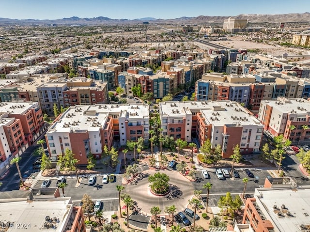 birds eye view of property featuring a mountain view