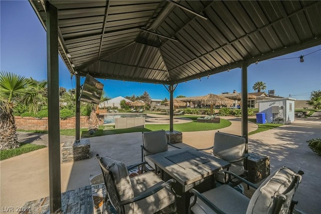 view of patio featuring a gazebo