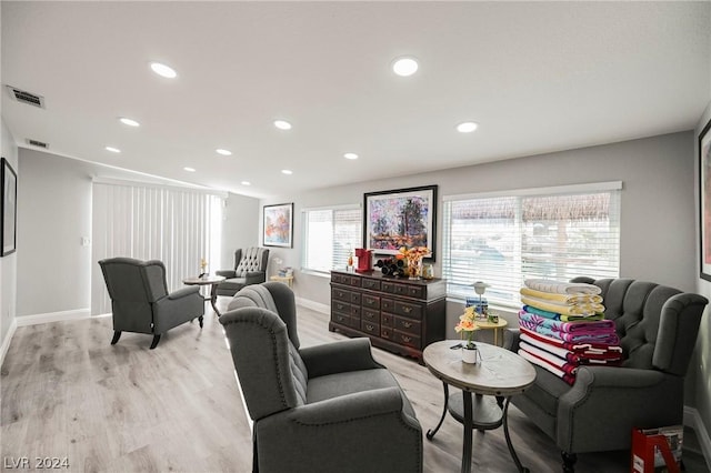 living room with light wood-type flooring