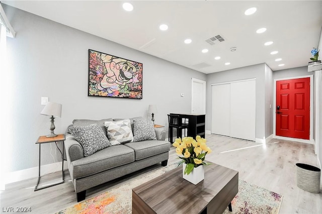 living room featuring light hardwood / wood-style floors