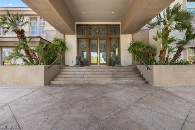 doorway to property with french doors