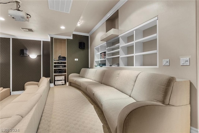 2785 S Monte Cristo Way, Las Vegas, NV 89117 - carpeted living area with crown molding, wallpapered walls, baseboards, and recessed lighting