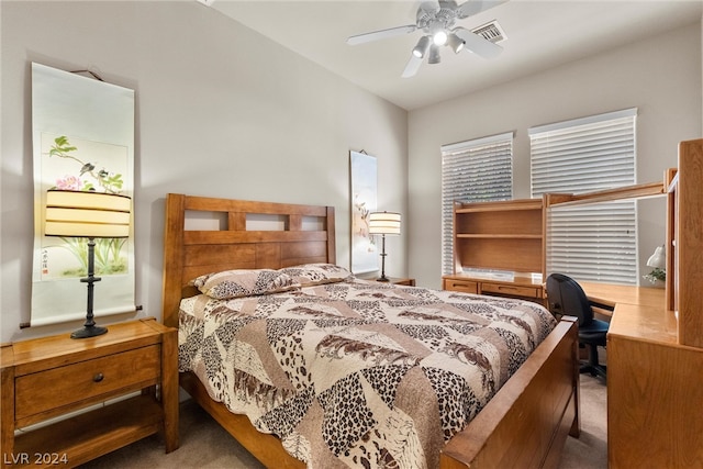 bedroom with carpet and ceiling fan