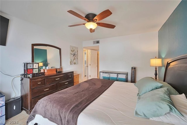 bedroom featuring ceiling fan