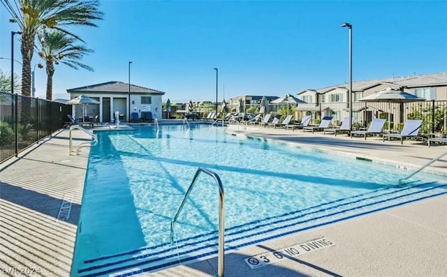 view of pool featuring a patio area