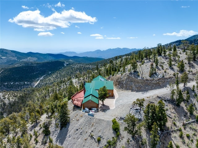 birds eye view of property featuring a mountain view