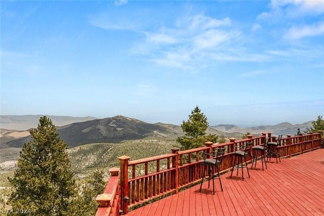 4910 Cougar Ridge Trl, Mount Charleston, NV 89124 - deck featuring a mountain view