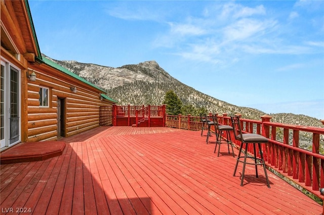 4910 Cougar Ridge Trl, Mount Charleston, NV 89124 - wooden deck with a mountain view