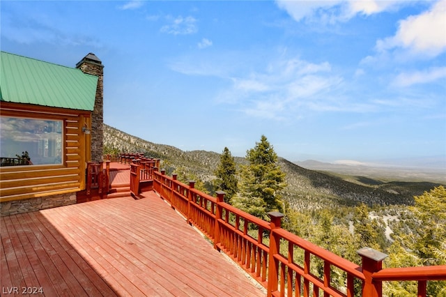 deck with a mountain view