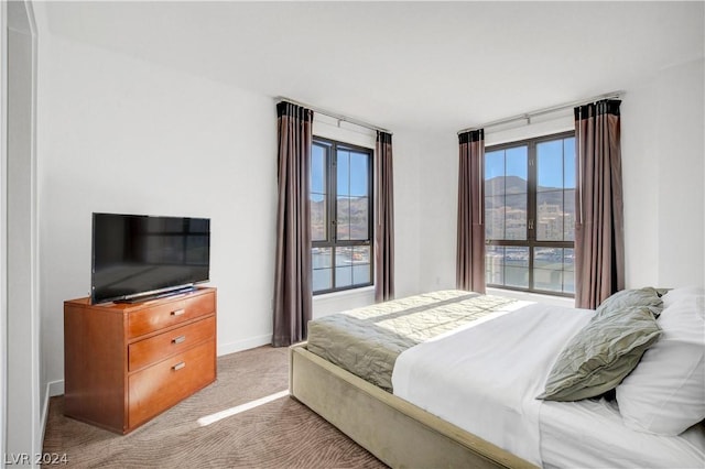 29 Montelago Blvd Unit 201, Henderson, NV 89011 - bedroom with multiple windows, light carpet, and a mountain view