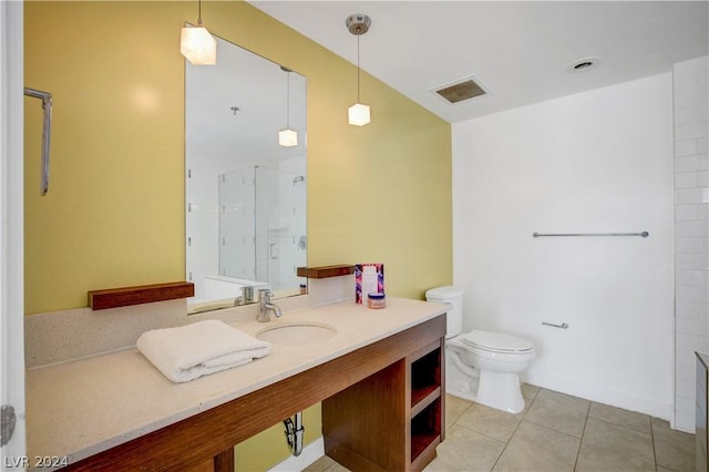 29 Montelago Blvd Unit 201, Henderson, NV 89011 - bathroom with tile patterned floors, vanity, toilet, and walk in shower