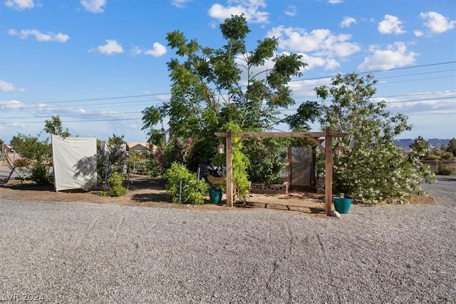 view of play area with a pergola