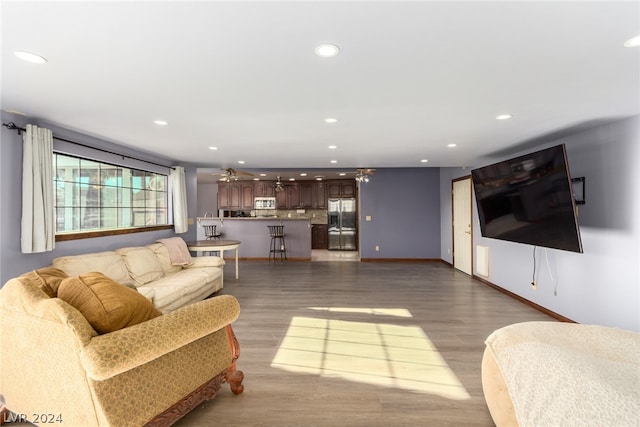 living room with wood-type flooring