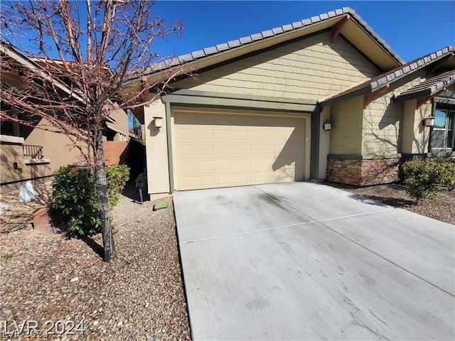 exterior space featuring a garage