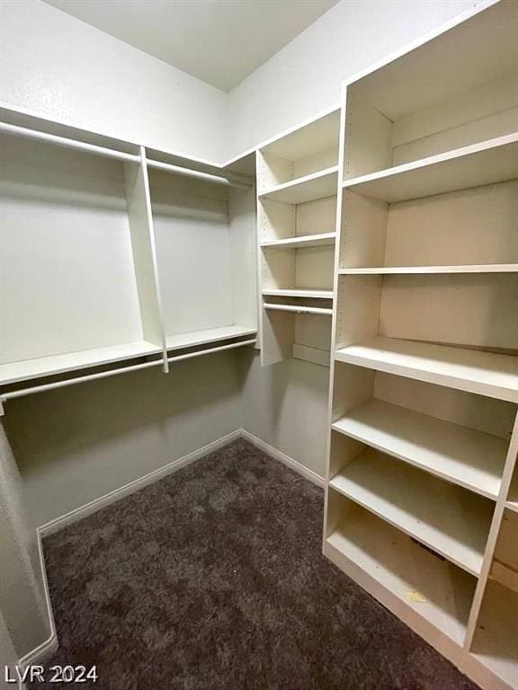 spacious closet with dark carpet