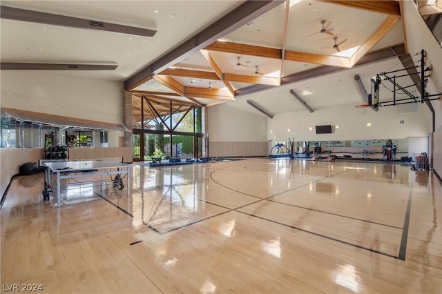 view of sport court with a skylight