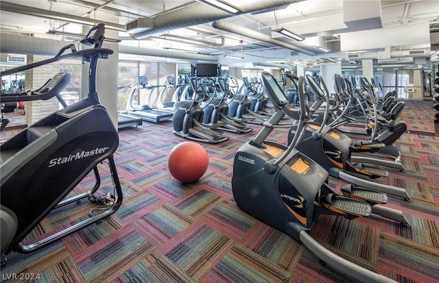 gym with carpet floors