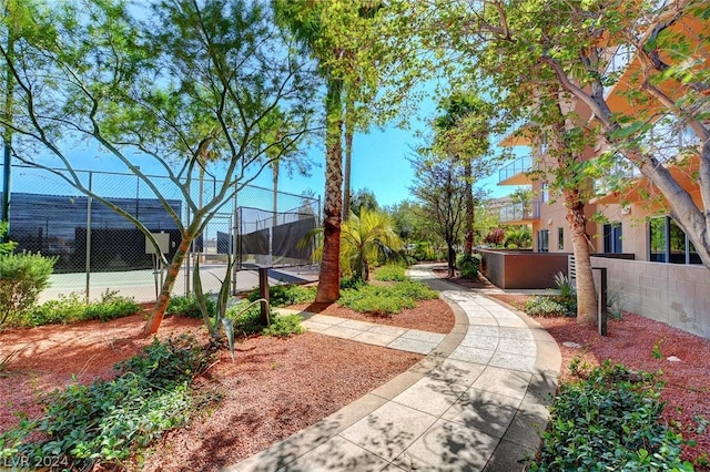 view of property's community featuring fence