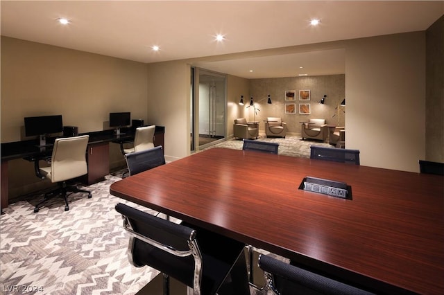 office space featuring recessed lighting