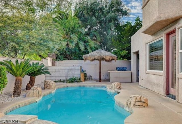 view of pool with a gazebo