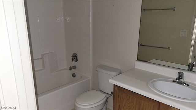 full bathroom featuring vanity, toilet, and shower / washtub combination