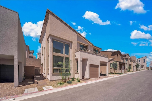 view of building exterior featuring a garage