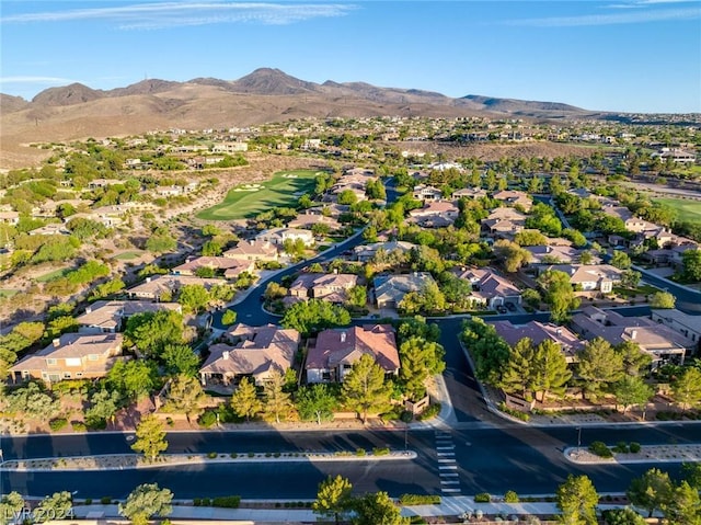 birds eye view of property with a mountain view