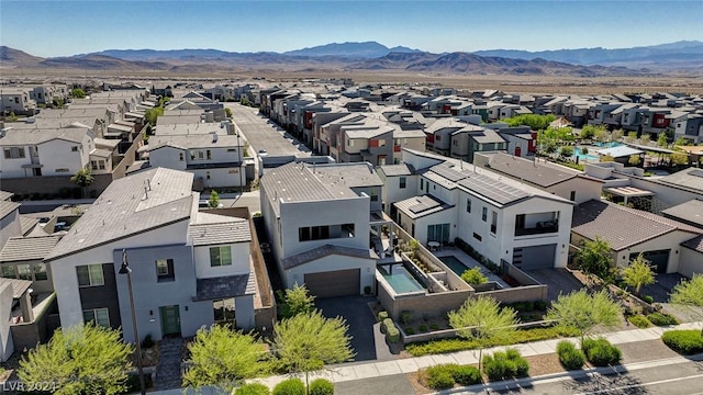 bird's eye view with a mountain view