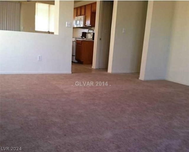 unfurnished room with light carpet