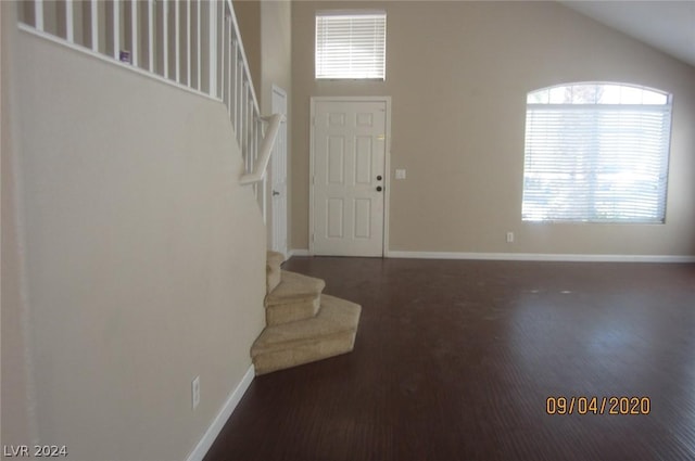 foyer entrance featuring dark wood-type flooring