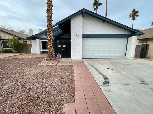 exterior space with a garage