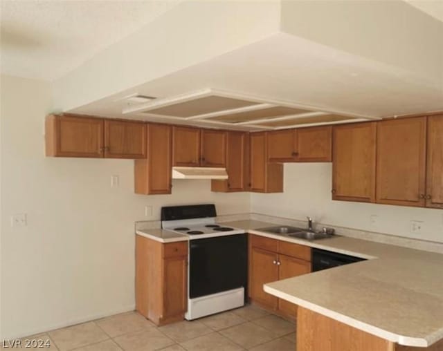 4300 N Lamont St Unit 232, Las Vegas, NV 89115 - kitchen featuring sink, light tile patterned floors, and white electric range
