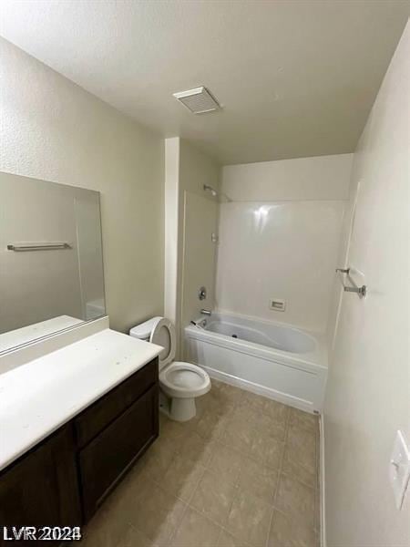 full bathroom with vanity, toilet, and tub / shower combination