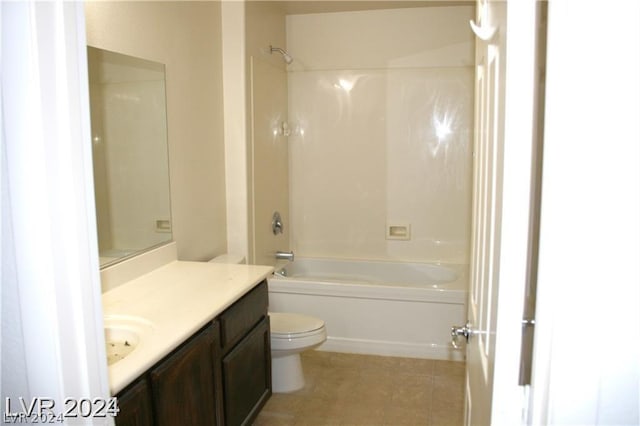 full bathroom with vanity, tile patterned floors, shower / bathtub combination, and toilet