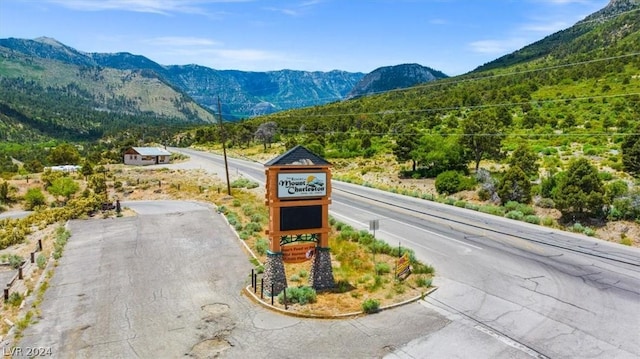 exterior space featuring a mountain view