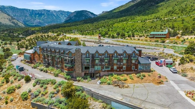 aerial view with a mountain view