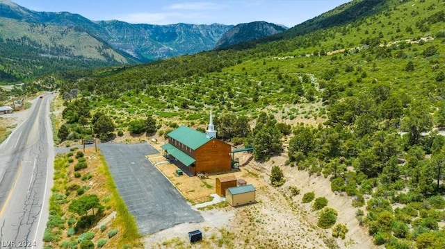 drone / aerial view with a mountain view