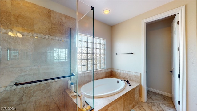 bathroom with plus walk in shower