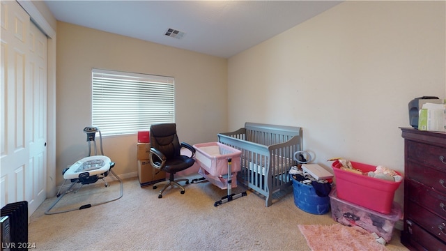 view of carpeted office space