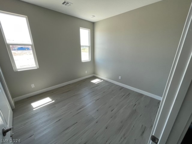 spare room featuring wood-type flooring