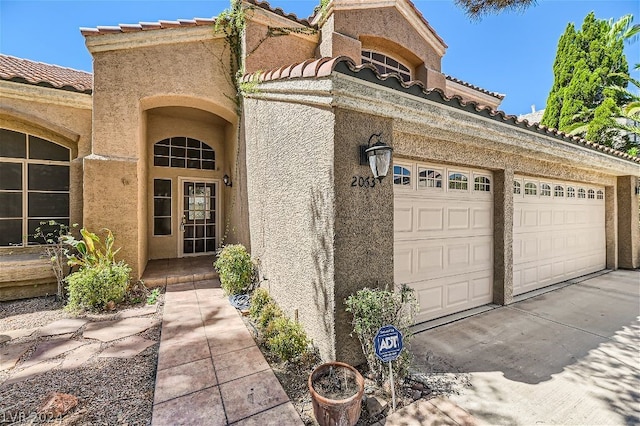 exterior space featuring a garage