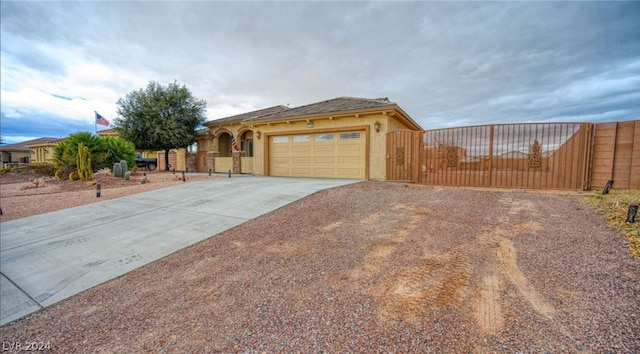 exterior space featuring a garage