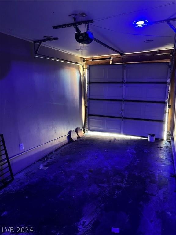 garage with a garage door opener