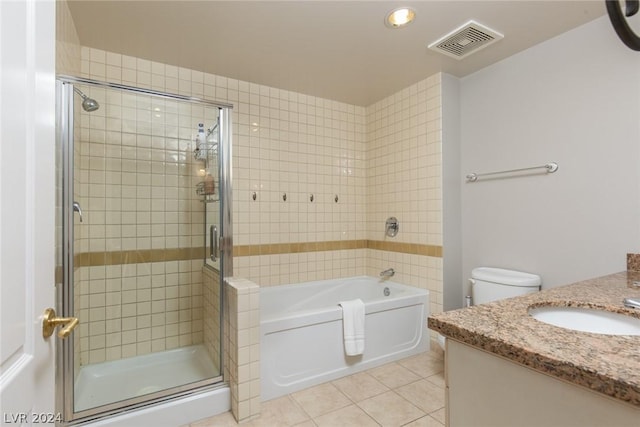 30 Strada Di Villaggio 248, Henderson, NV 89011 - full bathroom with tile patterned flooring, separate shower and tub, and vanity